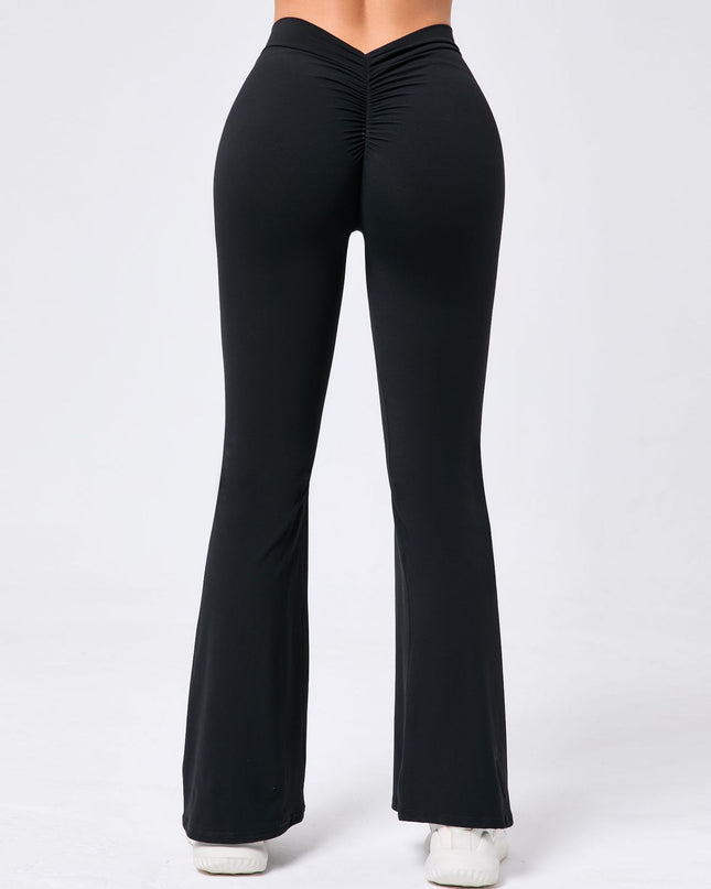 Ladies' Hip Lifting Yoga V Waist Bell-bottom Pants