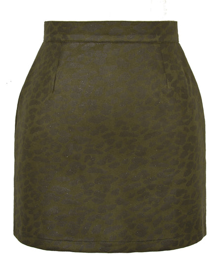 Bronzing Leopard Suede Skirt European And American High Waist Skirt