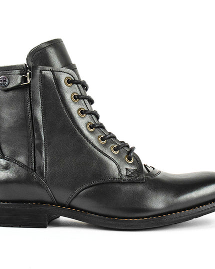 Men Cowboy Boots Retro Lace-up Martin Boot Round Toe Low Heel Shoes