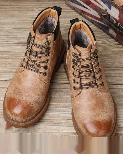 Men's Autumn Leisure Tooling Middle Tube Non-slip Wear-resistant Leather Boots