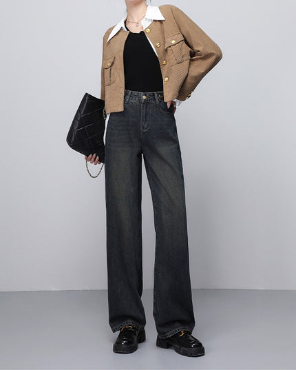 Women's Cement Gray Narrow Wide-leg Jeans