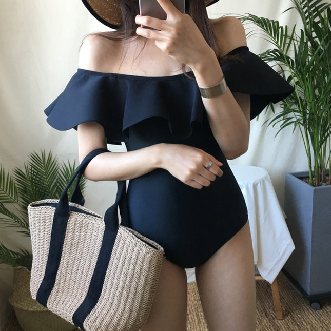 Ruffled one-piece bikini