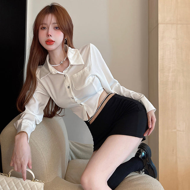 Design Sense Niche Short Irregular Long-sleeved Shirt Ladies
