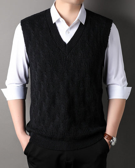 Woolen Vest Men's Twisted Loose Middle-aged Knitted Dad Vest Base Sleeveless Shirt Wholesale
