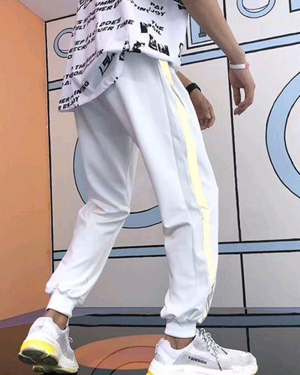 Reflective summer new men's sports pants students wild loose casual pants nine pants