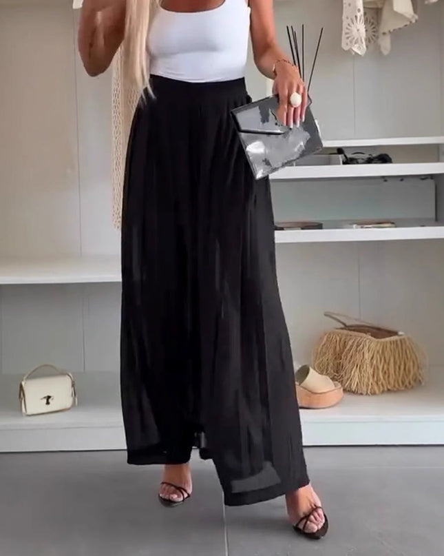 Women's Solid Color Casual Loose Pleated Skirt
