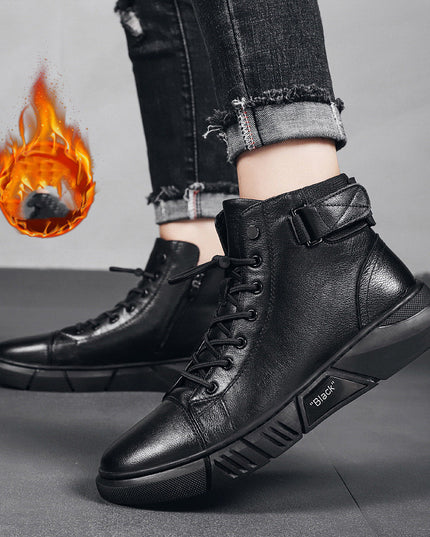 Men's New Leather Plush Martin Boots Casual