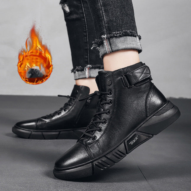 Men's New Leather Plush Martin Boots Casual