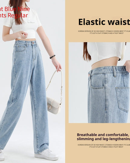 Summer Thin Elastic Waisted Jeans For Women