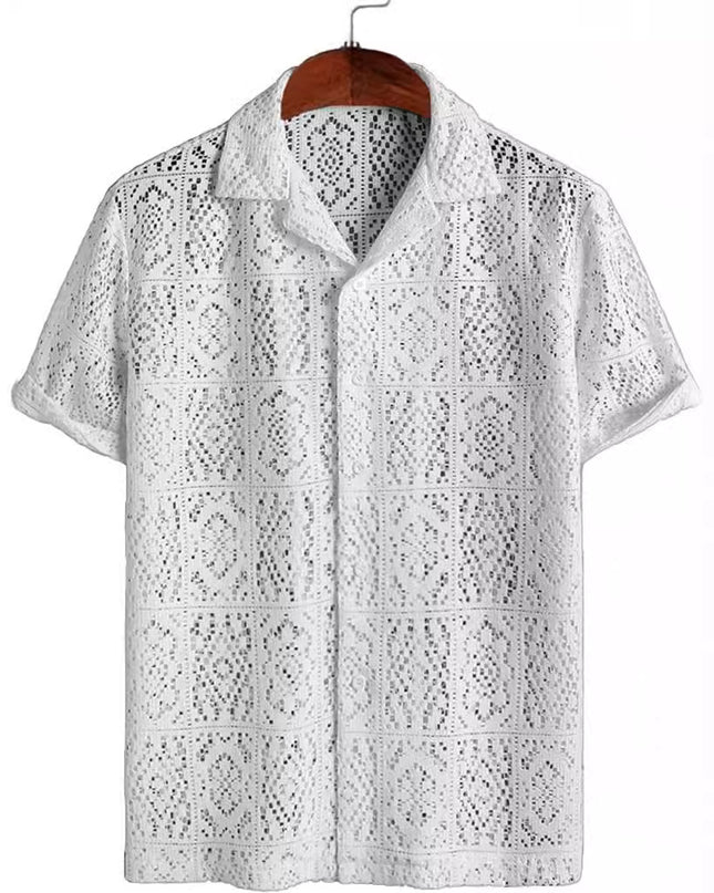 Cross Border Mesh Hollow Out Shirt