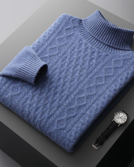 Heavy Industry Thick Cashmere Sweater Men's High Lapel Pullover