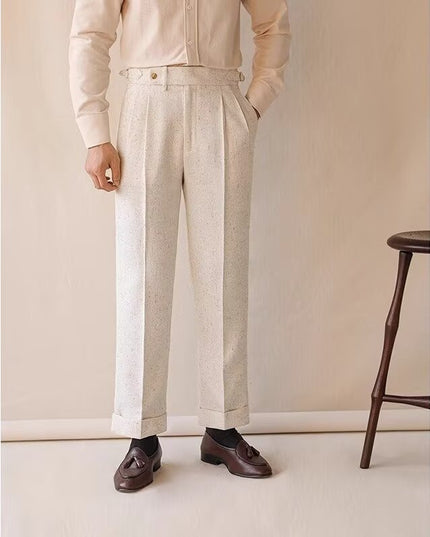 Casual Straight-leg Loose Elastic Waist Suit Pants