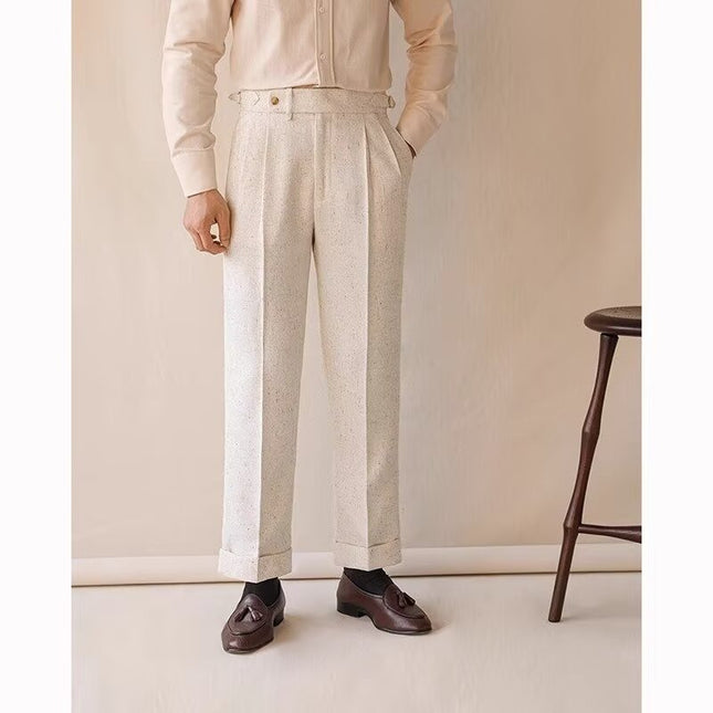 Casual Straight-leg Loose Elastic Waist Suit Pants