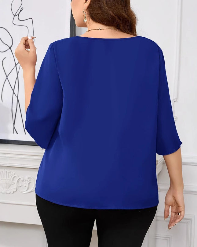 Fashion Solid Color Plus Size T-shirt Loose All-match Plus Size