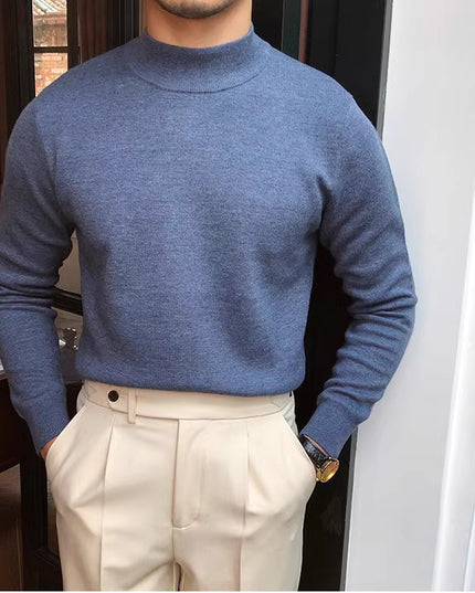 Homemade Winter Pullover Keep Warm Knitted Mock Neck Sweater