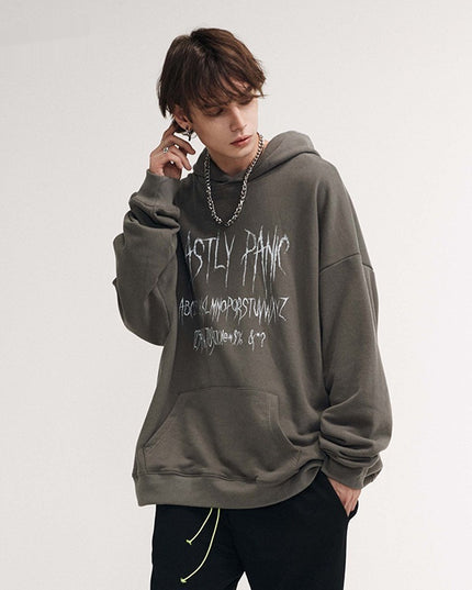 New Men's Printed Loose Hooded Sweater
