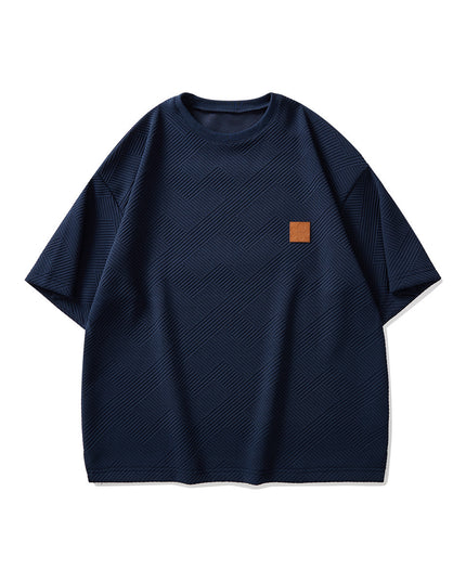 Men's Diagonal Texture Casual Short Sleeved Shorts Set