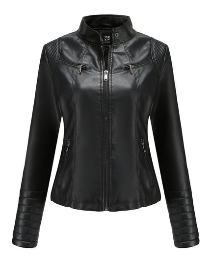 Women's Leather Thin Motorcycle Clothing Short Chic Women's Jacket