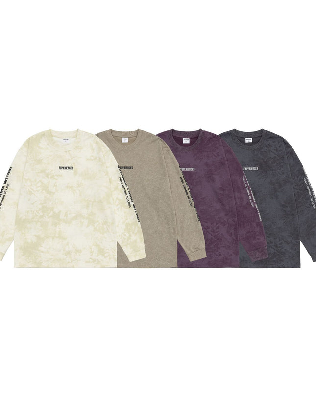 Retro Crew Neck Long-sleeved T-shirt Male Letter Printed Loose Casual Bottoming Bottoming Shirt