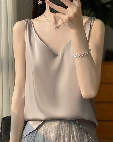 Sling Vest Inner Match Satin Silky Base Loose Sleeveless Top