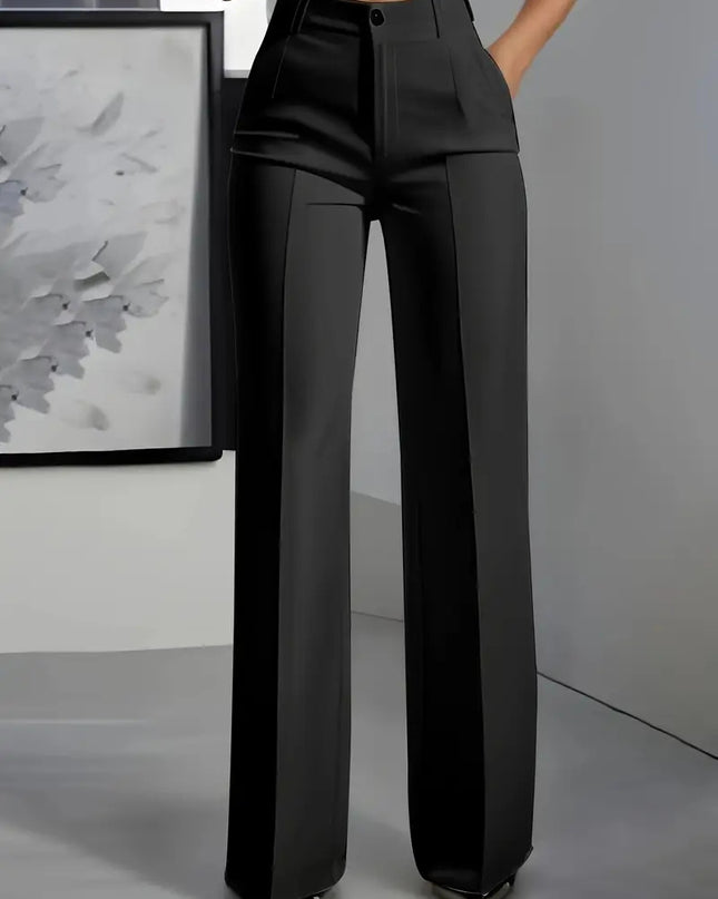Women's White Minimalist Pants Made Of Polyester