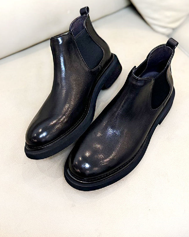 Men's Genuine Leather High-top Leather Shoes Thick Bottom Increased By Cowhide Martin Boots