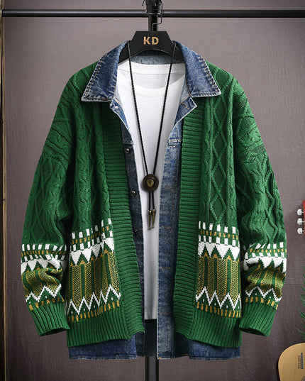 Men's Clothing Fashion Polo Collar Sweater Cardigan Coat