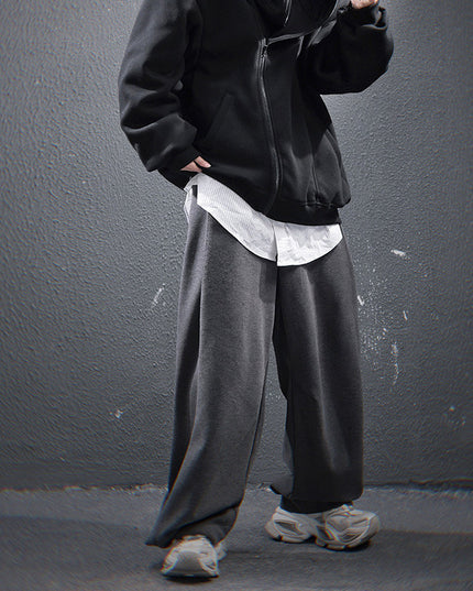 Oblique Zipper Hooded Cardigan Sweater Baggy Coat