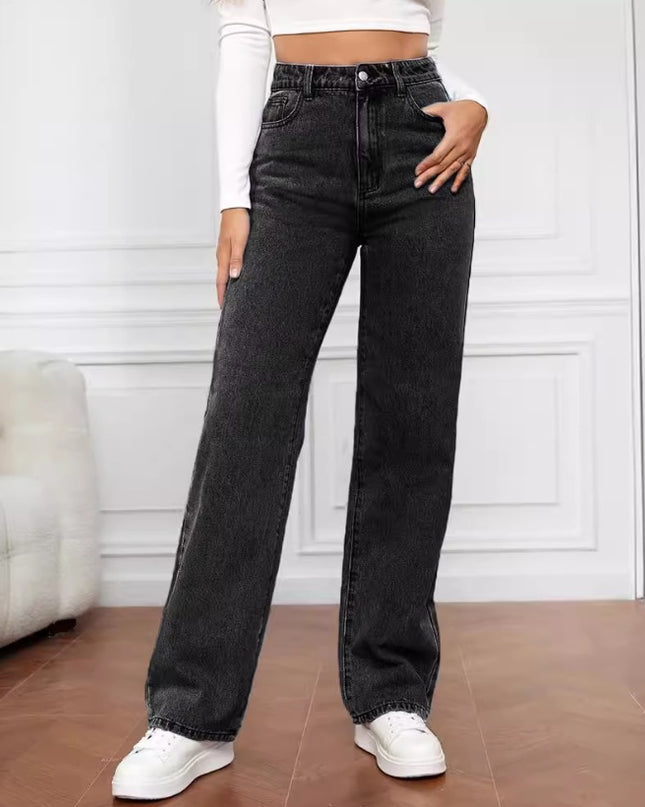 High-waisted Straight-leg Jeans