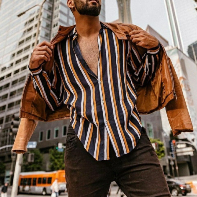 Men's Long Sleeve Striped Shirt