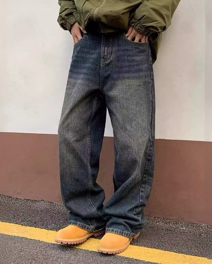 American Street Distressed Retro Washed Jeans Male And Female Trendy Brand