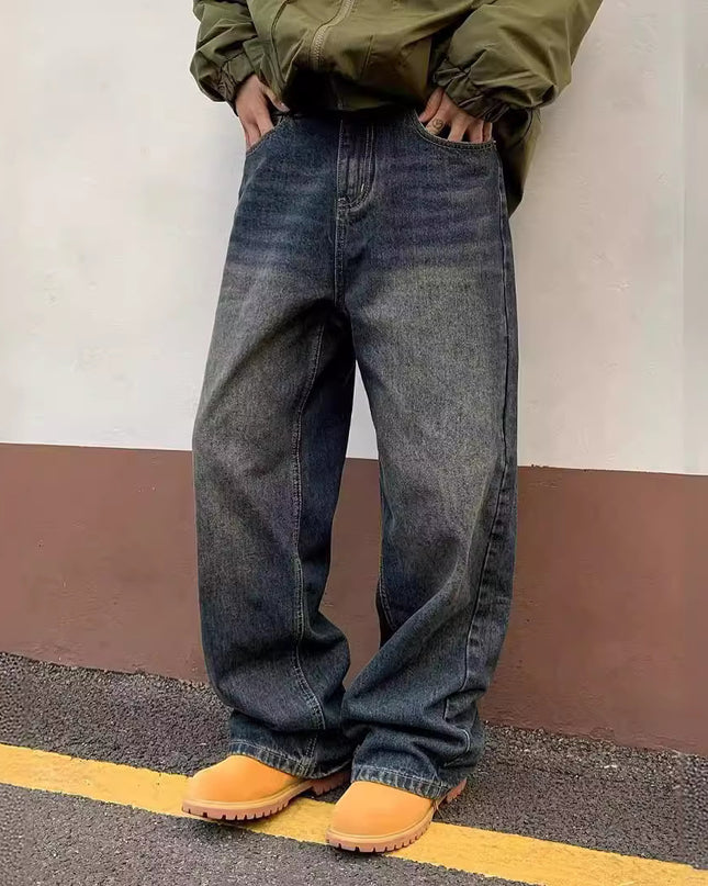American Street Distressed Retro Washed Jeans Male And Female Trendy Brand