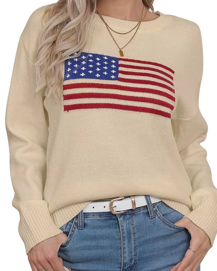Aesthetic Retro Sweater Loose Flag