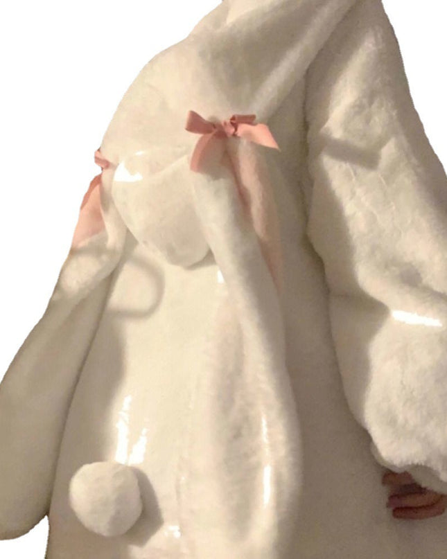 Milk Cute Rabbit Ears Cashmere Hoodie Coat
