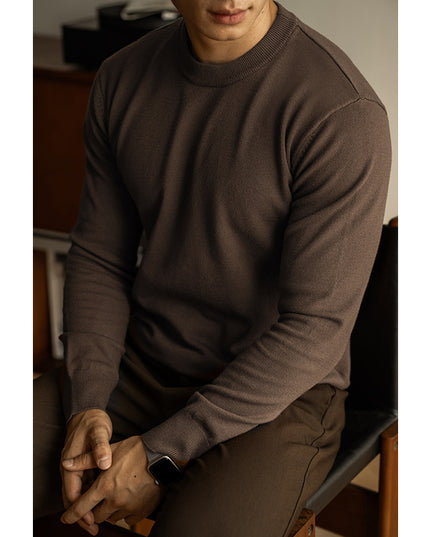 Tencel Wool Men’s Round Neck Sweater – Slim Fit Autumn Winter Pullover