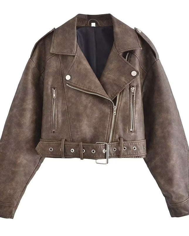Women's Washable Gradient Leather Jacket