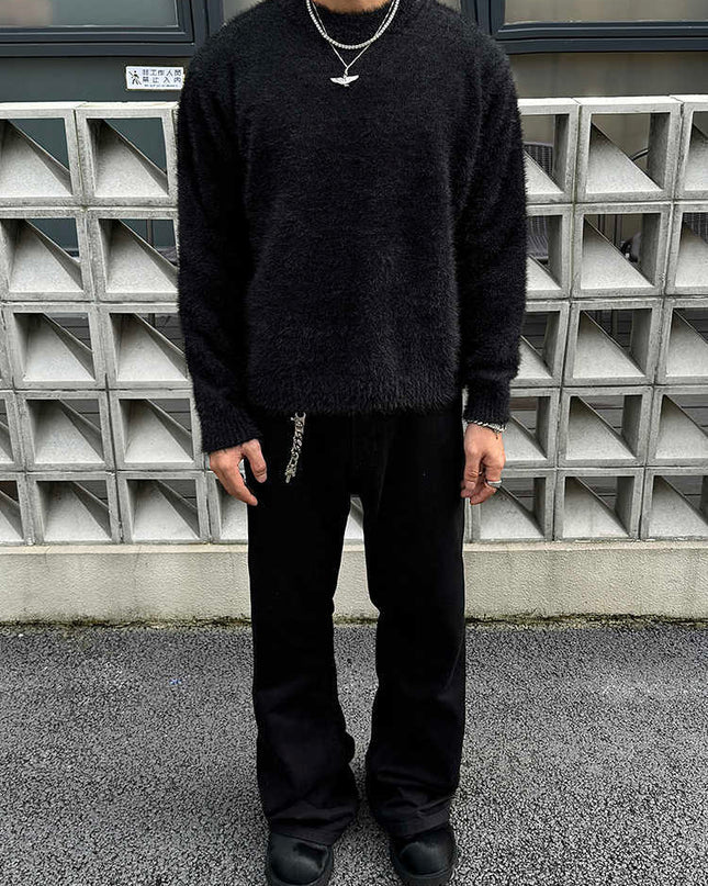 Retro Mink-like Knitted Long-sleeved Top