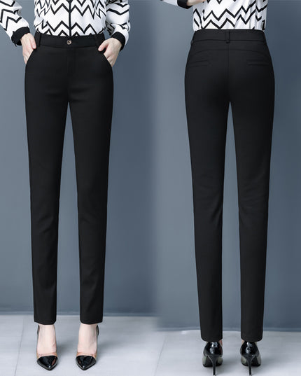 Blue Suit Pants Spring Women's High Waist Career Figure Flattering Drape Skinny Pants