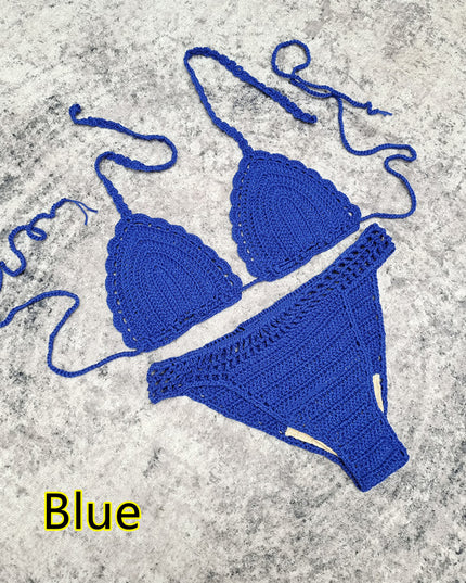 3-piece European And American Handmade Crochet Bikini Beach Skirt Swimsuit Suit