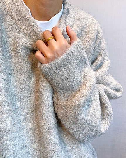 Plush Round Neck Knitted Thick Sweater Men