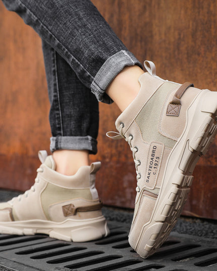 Ankle Boots Men Lace-up Martin Boots Platform Canvas Shoes