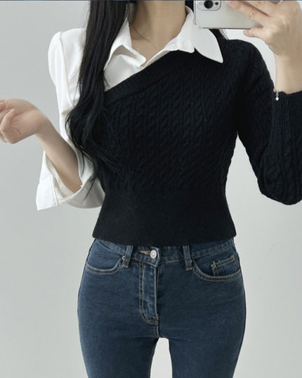 New Korean Style Stitching Temperament Top