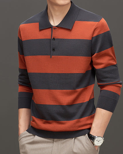 Men's Fashion Casual Long Sleeve Jacquard Close-fitting Sweater