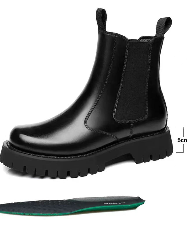 Thick Soled Doc Martens Men's Half High Top Leather Boots Sleeve Tooling Cotton Boots