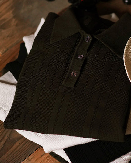 Men's Short-sleeved Lapel Knitted Polo Shirt