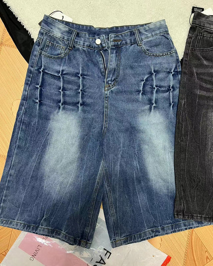 Loose Casual Straight-leg Washed Do The Old Cowboy Shorts Men