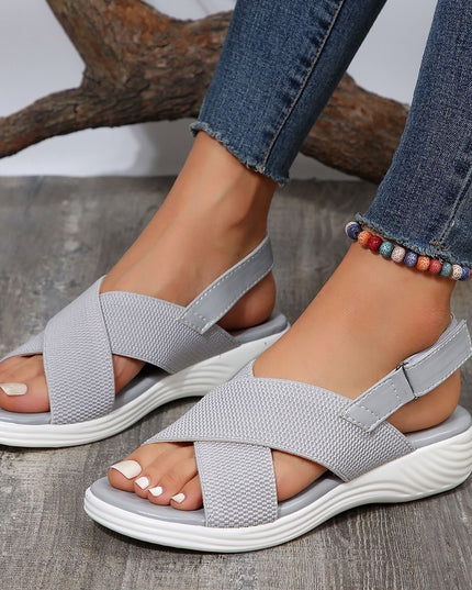 Strap Peep Toe Wedge Fly Woven Mesh Casual Sandals