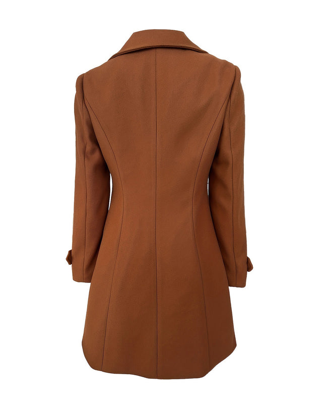 European And American Elegant Women's Solid Color Double Breasted Woolen Coat