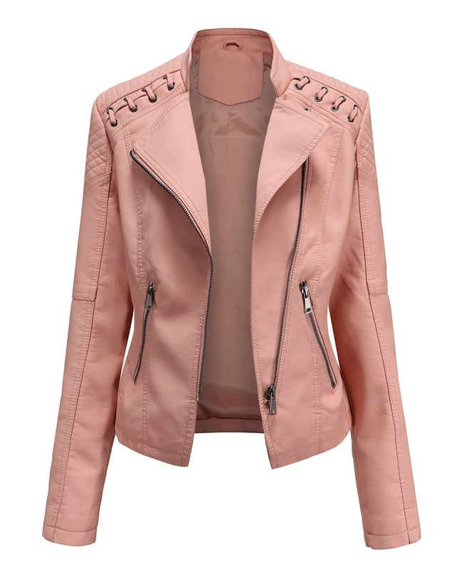 Slim Fit Thin Leather Coat Women's Motorcycle Clothing