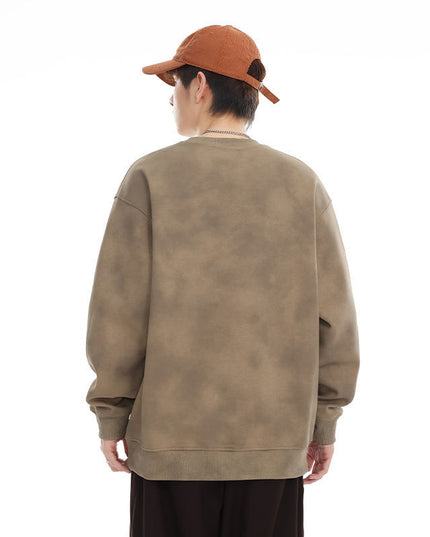 Retro Heavy Waste Soil Style Round Neck Sweater For Men